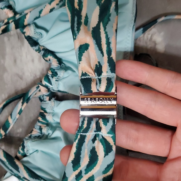 NWOT Seafolly Wild at Heart Drawstring Bralette Bikini Top. Evergreen. 8 US. - Picture 5 of 10